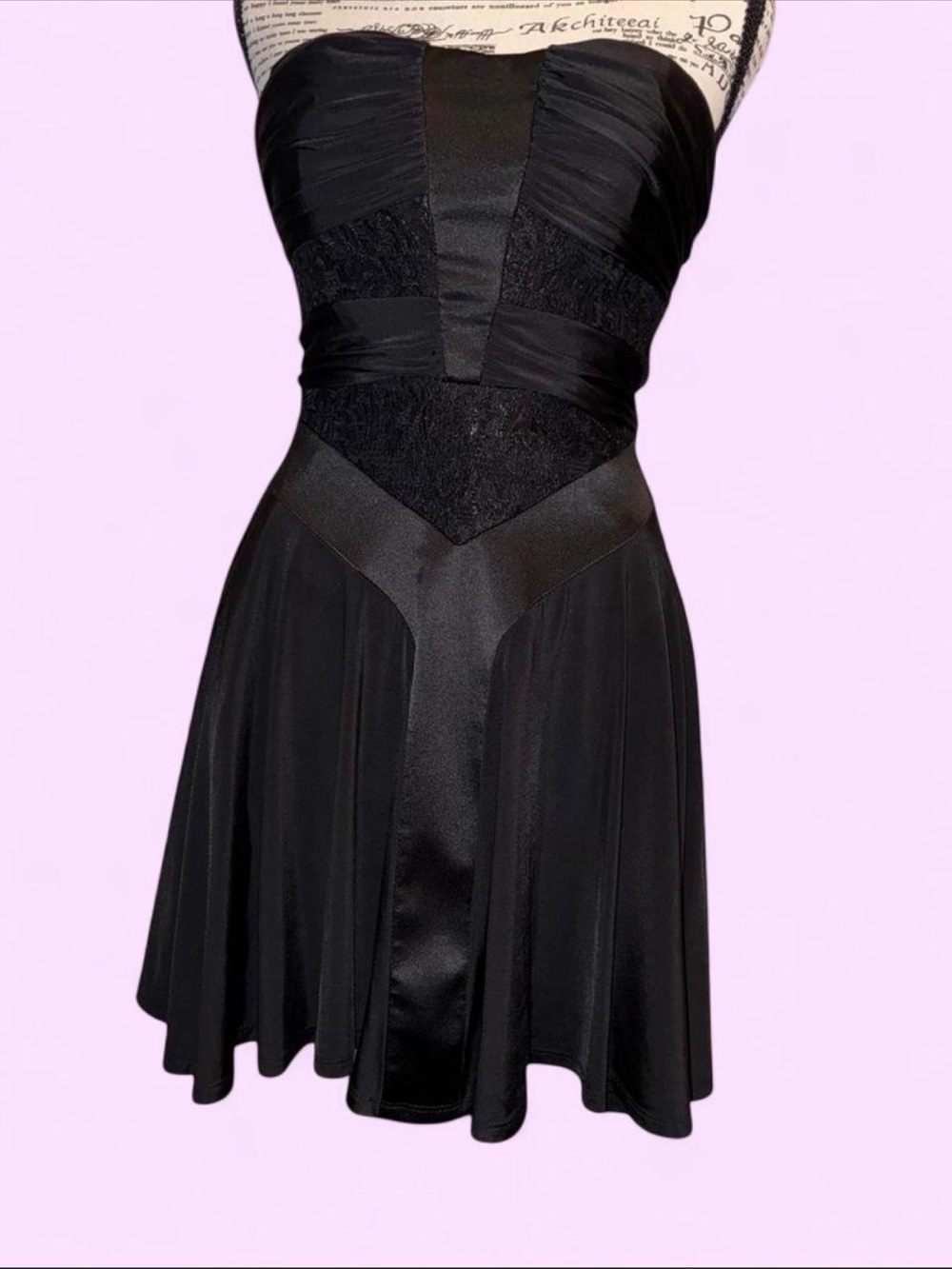 XOXO Black Women's Skater Dress with Lace overlays - Picture 8 of 9